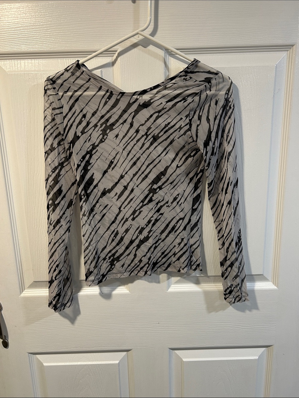 Haute Monde Gray and Black Long-Sleeve Boatneck Top